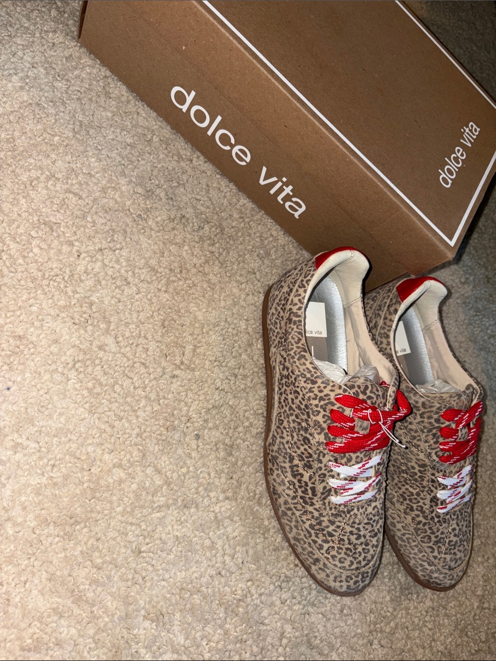 Dolce Vita Leopard Print Sneakers with Red Accents - Picture 1 of 10